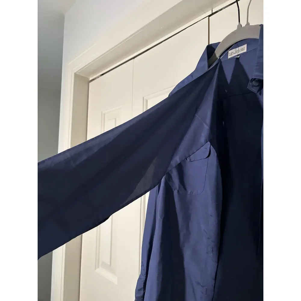 Vintage 100% Silk Blue Button Down Shirt with Tie, Size S - Picture 6 of 11